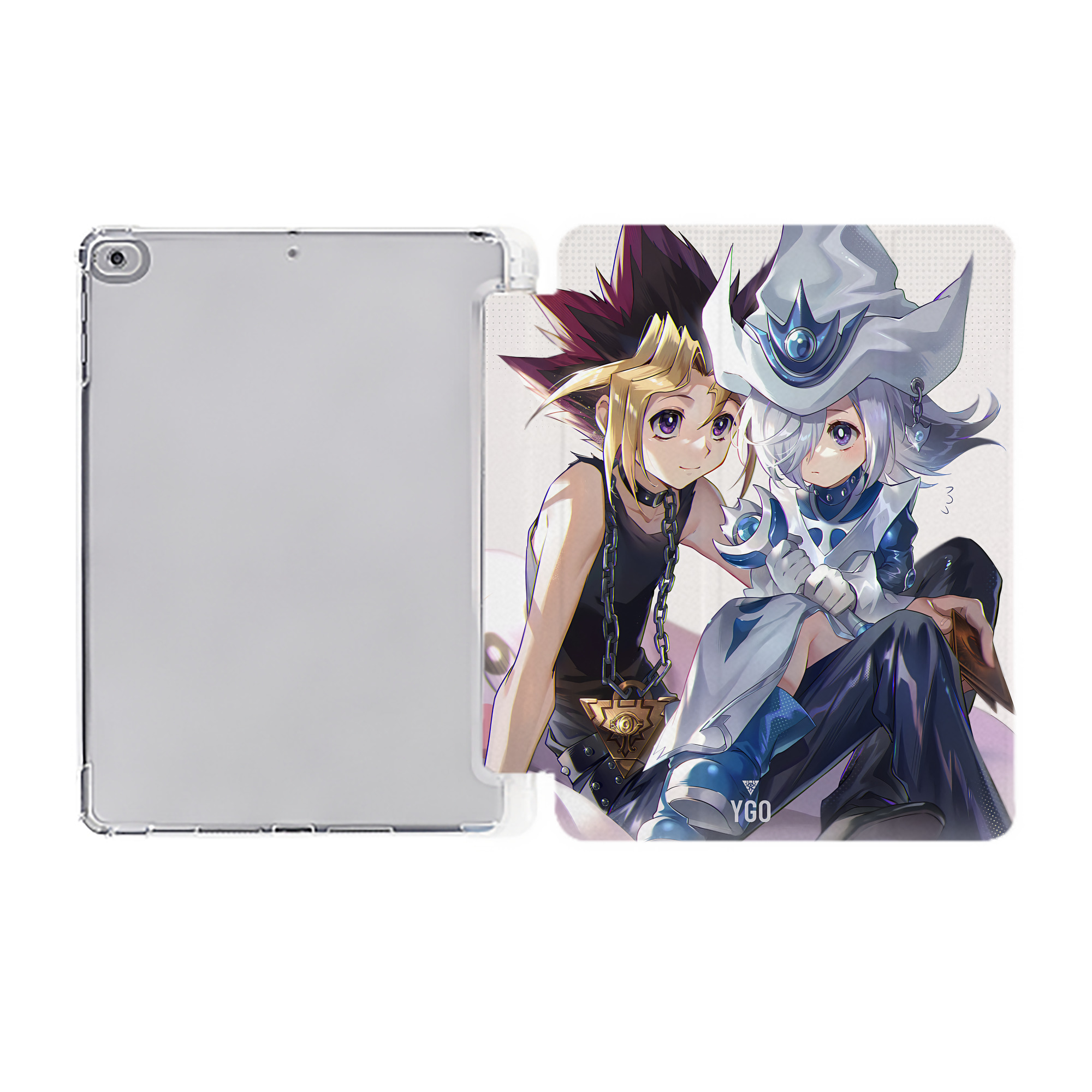 （画像用） 遊☆戯☆王 Yu-Gi-Oh! IPad ケース ペン収納付き 三つ折りスタンド PUレザー×シリコン 対応機種9.5/10.5/10.9インチ